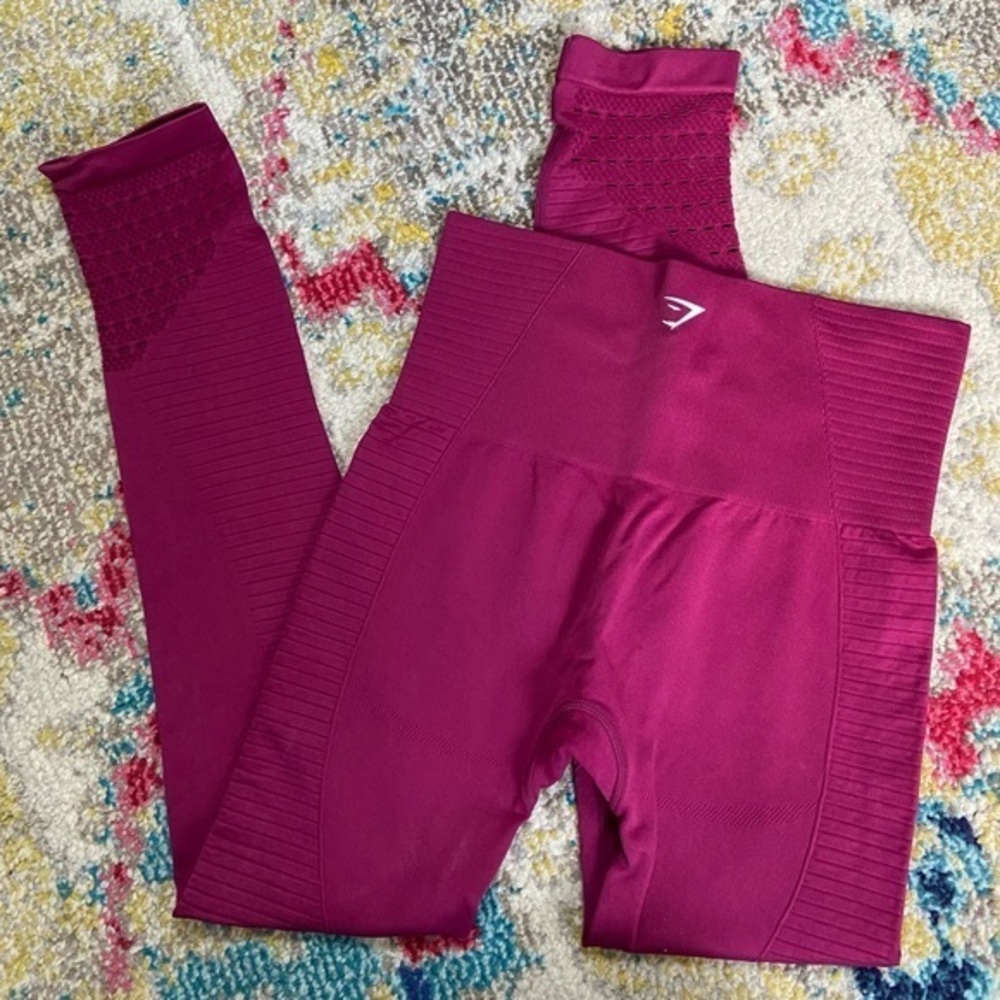 Gymshark energy seamless eyelet leggings burgundy high rise small